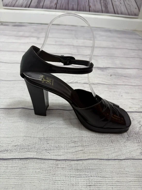 Joan & David Couture Black Leather Heels Ankle Strap Platform Sandals Size 7.5 - Picture 2 of 13